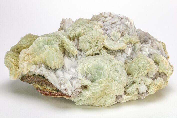 Green, Bladed Prehnite Crystals with Quartz - Morocco #214965